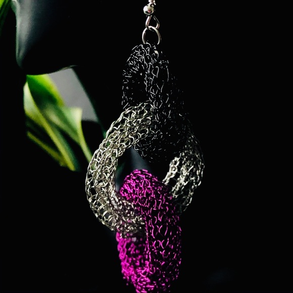 3.5” Handmade Infinity Wire Crocheted Earrings - Picture 5 of 8